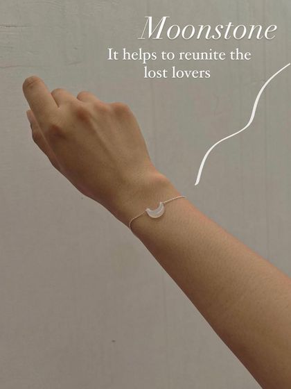 A lifestyle shot of the White Moonstone Luna bracelet, a piece for peace, calm, and abundance.