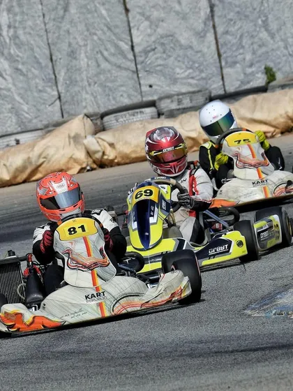 Our drivers battling it out in their Kart Republic chassis during the Meritus Cup.