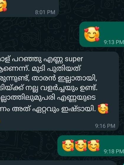 A sweet message from a customer whose daughter loves the hair oil. She says new hair is growing, dandruff is gone, and she loves the smell. These small joys are everything.