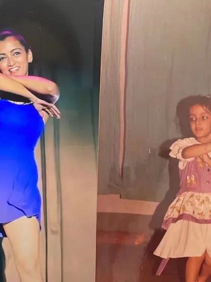 Then and now. A picture of me as a child dancer next to a more recent performance photo, showing my lifelong passion.