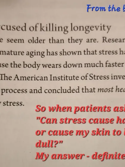 Patients often ask if stress can cause hair fall or dull skin. The answer is a definite yes. This excerpt from the book 'Ikigai' explains how stress accelerates premature aging.