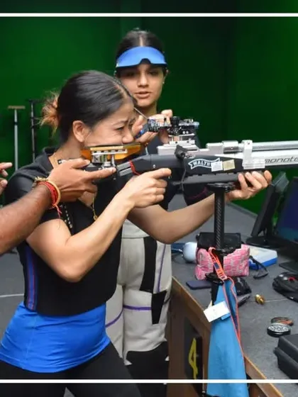 Boxing legend Mary Kom tries her hand at rifle shooting under the guidance of our coach. Her visit emphasized the universal principles of discipline and focus across all sports.