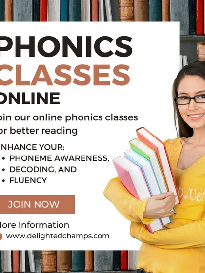A promotional graphic for my online phonics classes. It clearly states the benefits for students, such as improved phoneme awareness, decoding, and fluency, encouraging better reading skills.