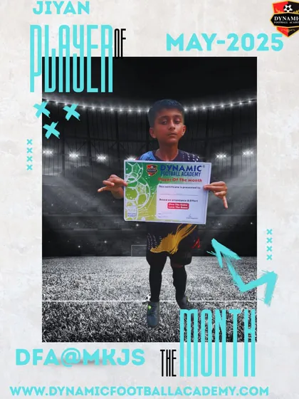 A huge congratulations to Jiyan, our Player of the Month for May from the Matrikiran Junior School center. His blazing effort and rapid skill development have been electric.