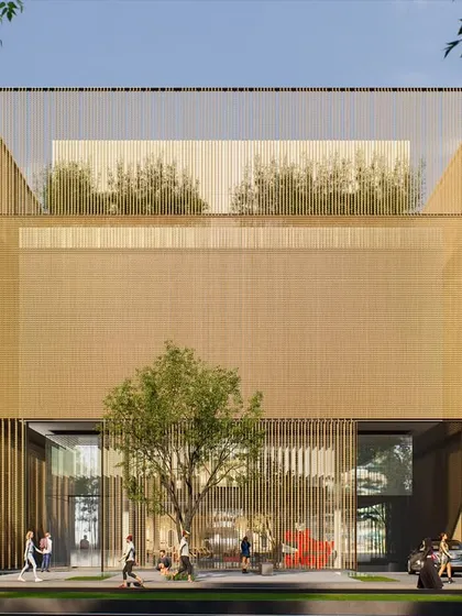 Located on a vibrant Hyderabad street, this mixed-use building demonstrates that glamour can be minimalist. The structure uses clean lines, a restrained color palette, and a delicate metal mesh facade to create a bold, sophisticated presence that feels both contemporary and timeless.