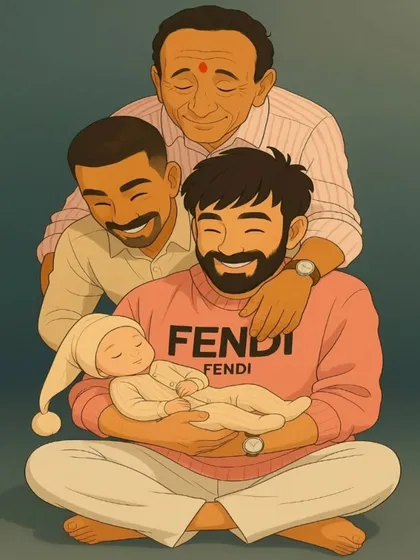 A unique artistic take on a family portrait. This Ghibli-style illustration was created from my photograph, offering a magical way to preserve a memory.