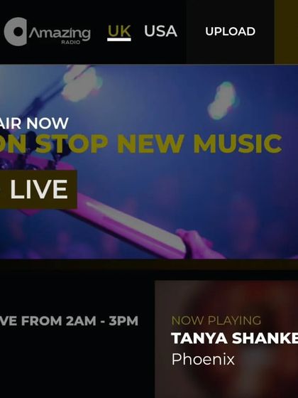 Another screenshot of "Phoenix" on air at Amazing Radio. This kind of support helps my music reach new listeners all over the world.