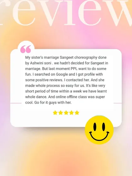 This client found me through Google reviews and we put together their whole sangeet dance in just a week. It shows that even last minute plans can turn into something fantastic.