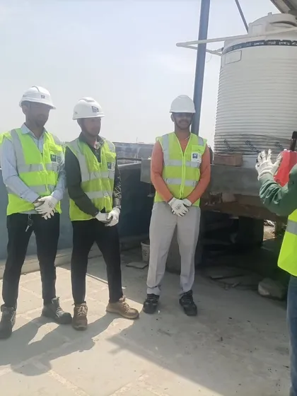 A fire safety training session for our HomeScape residential solar installation team. Even for smaller home projects, our commitment to emergency preparedness and prevention remains a top priority.