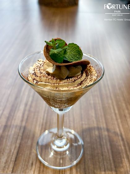 Another look at our elegant coffee mousse dessert, a perfect way to end a luxurious meal.