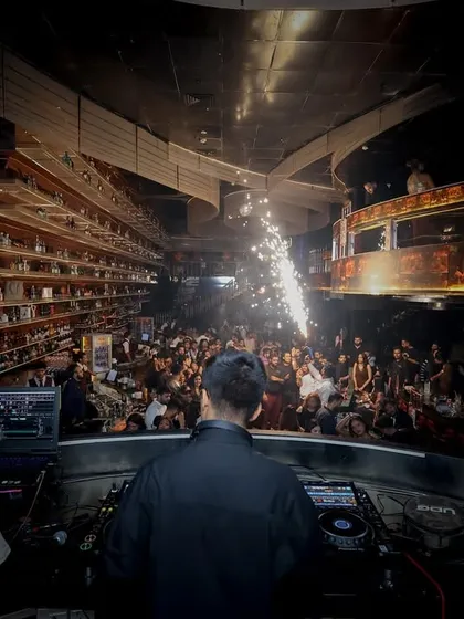 Nothing beats the energy of a packed Mumbai club on a Sunday night. This shot, with sparklers lighting up the room, captures the peak-time euphoria I aim to create in every set.