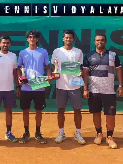The winners of the doubles event at the 4th Shri Rajesh Patel Memorial Super-Series.