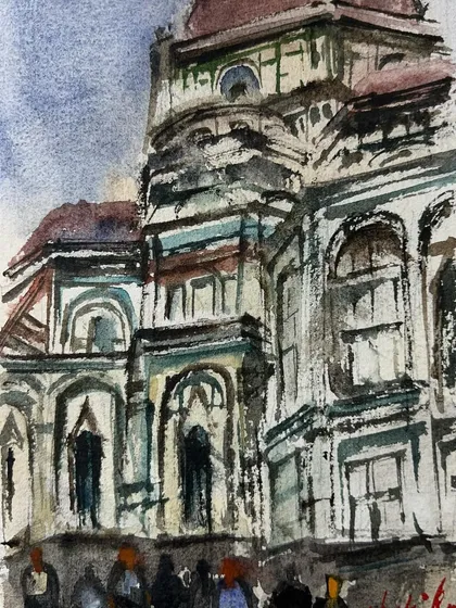 A quick watercolor sketch of the Duomo in Florence. I use these thumbnail sketches to practice and plan for a larger painting.