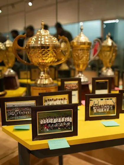 A glimpse into our history of success. This display showcases some of the many trophies and team milestones we have collected since our founding in 2009. Each one represents a story of dedication and victory.