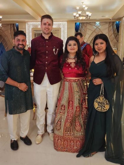 With our wonderful clients Arushi and Daniel. It was a pleasure choreographing for their cross-cultural wedding sangeet.