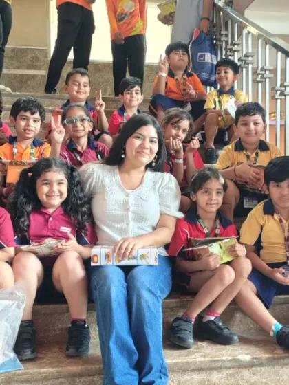 Taking a break on the stairs after an action-packed day. We ensure there's a good balance of high-energy play and moments for kids to relax with their friends.