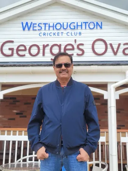 Standing in front of the Westhoughton Cricket Club, where I played in the Bolton league in 1985. It is a special feeling to bring my academy players back to these grounds.