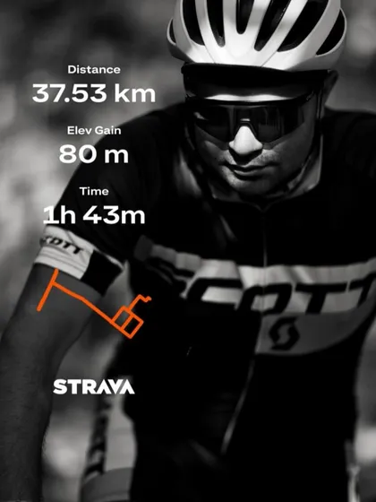 A Strava screenshot showing a 37km ride. We use technology to track our rides and challenge ourselves.