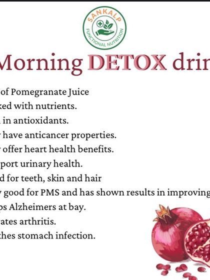 Start your day with a powerful morning detox drink. Pomegranate juice is packed with antioxidants, supports heart and urinary health, and has even been shown to improve PMS symptoms.