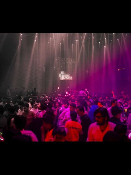 The dual-tone lighting at Hashtag in Kolkata, splitting the club into two different vibes.