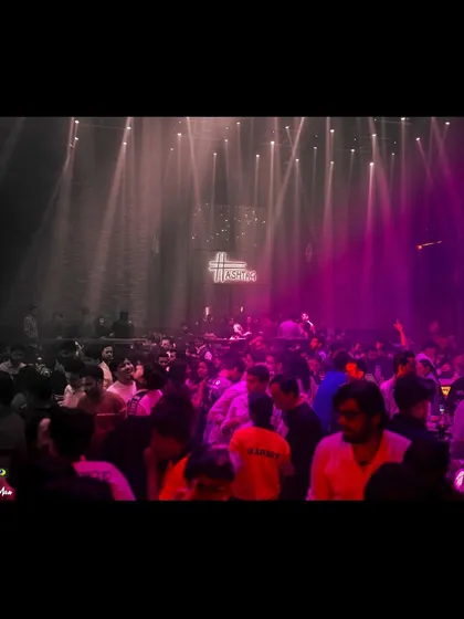 The dual-tone lighting at Hashtag in Kolkata, splitting the club into two different vibes.