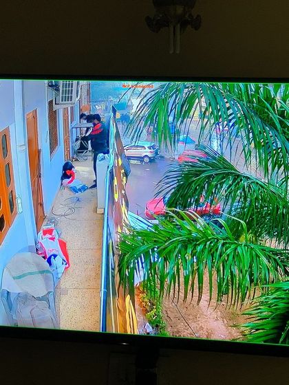 Live footage of our own team during an installation, captured by the client's new system.