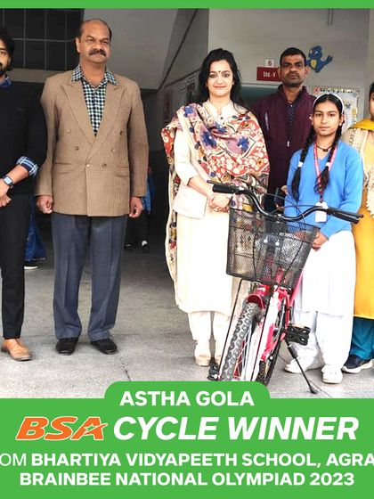 Congratulations to Astha Gola from Bhartiya Vidyapeeth School, Agra, for winning a BSA Cycle in the Mental Maths category of our 2023 Olympiad.