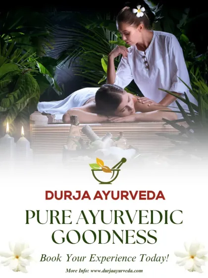 Experience pure Ayurvedic goodness with us. This image captures the essence of a serene, candlelit massage, inviting you to book your own experience of deep relaxation and natural healing.