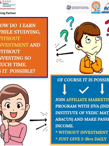 This graphic answers a common question: "How can I earn while studying without investment?" It outlines our affiliate marketing program as a simple way to make passive income by dedicating just 2-3 hours daily.