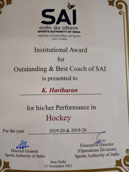 I am incredibly proud to have been recognized by the Sports Authority of India with the Institutional Award for Outstanding & Best Coach. This is a testament to the hard work and dedication my athletes and I put in every single day. It is an honor that fuels my passion for coaching.