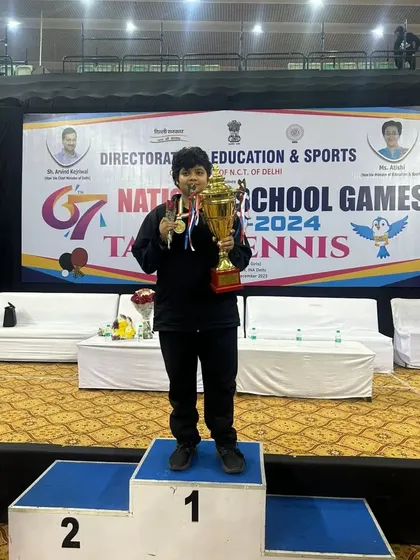 Another shot of Dhruv Shah with his national championship trophy. Competing and winning at the national level requires immense dedication, and we provide the right guidance to get there.