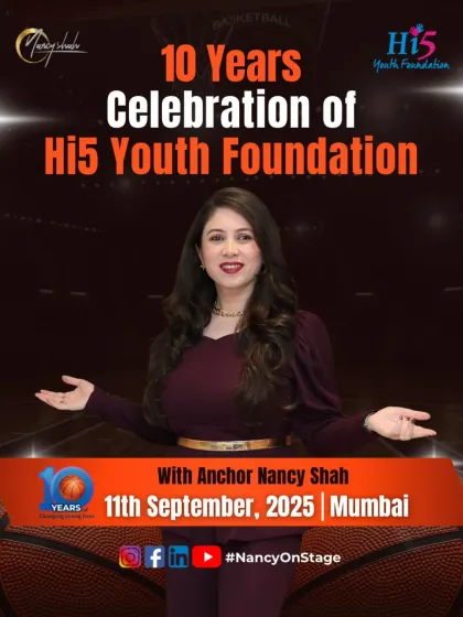 This poster announces my role as the emcee for the Hi5 Youth Foundation's 10-Year Milestone Celebration, an event dedicated to changemakers.