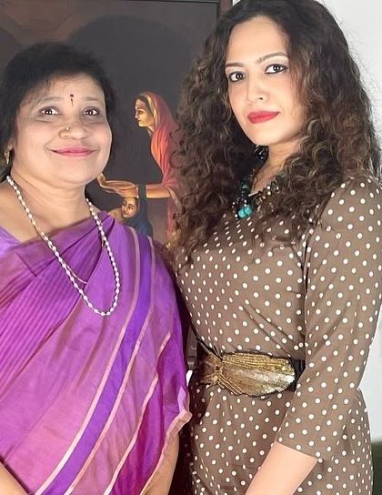 A photo with podcast host Sahana Sundar. Sharing my story and insights with other platforms helps me reach a wider audience of individuals seeking personal and professional growth.