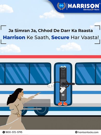 Ja Simran Ja, chhod de darr ka raasta! This DDLJ-inspired graphic humorously suggests leaving fear behind because with Harrison, every path is secure.