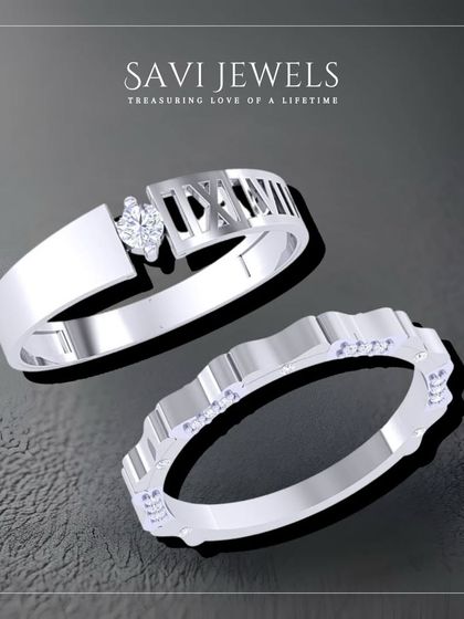 For the couple who shares everything, including their style. This set of matching love bands features a modern design with Roman numerals, symbolizing a love that is timeless.