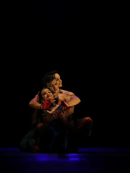 An intimate moment from 'Nagamandala', showcasing the emotional connection between the characters.