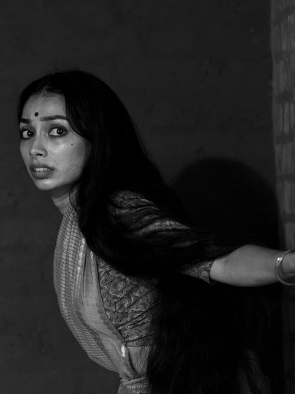 A different angle of the startled expression, highlighting the tension in the eyes and face.