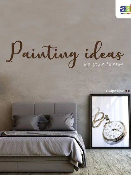 We offer a wide range of painting ideas for your home, from simple colour updates to complete transformations. This bedroom showcases a concrete-finish wall, a popular choice for modern interior design.