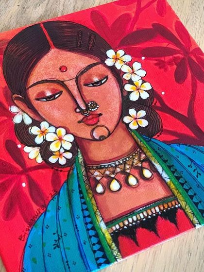 This acrylic portrait by featured artist @monnerisms perfectly fuses modern and traditional styles, showcasing the versatility of the medium.