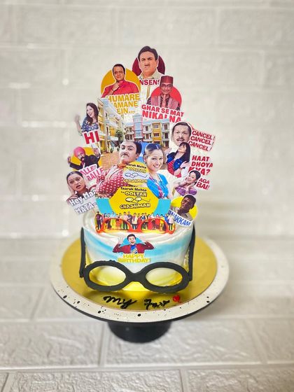 Another view of the epic TMKOC cake, featuring all the beloved characters from the show.