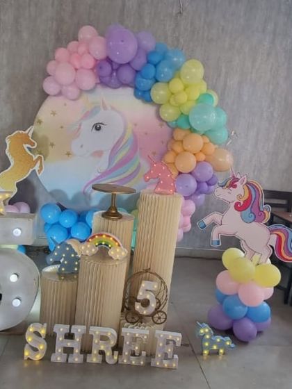 A full shot of the unicorn party, capturing the entire enchanting scene.