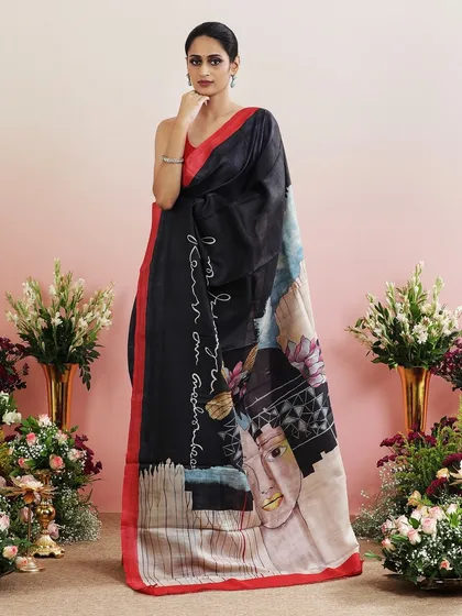 Another full view of this stunning artistic saree, perfect for making a memorable entrance.