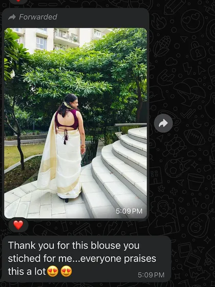 Nothing makes me happier than a happy client. This message, praising the fit and design of her new custom blouse, is a wonderful reminder of the trust you place in me.