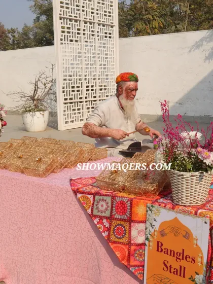 A live bangle making stall, offering guests a beautiful, customized party favor and an engaging cultural experience.
