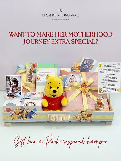 For the wonderful mom-to-be, I curated this thoughtful Winnie the Pooh inspired hamper. It’s filled with comforting essentials and keepsakes to pamper her during her pregnancy journey, and can be fully customized to her tastes.
