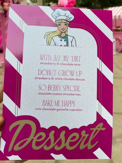 The details make the theme. I designed this fun dessert menu for a Barbie party, with playful names for each of the sweet treats.