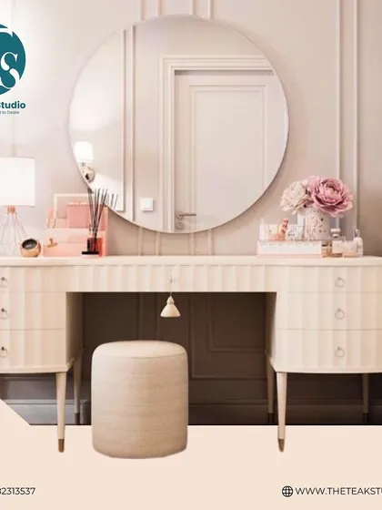 A design rendering for a classic and elegant dressing table. I can help you visualize your custom piece before I start building it.
