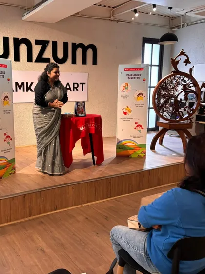 A storyteller captivating the audience during the Dogman event. We ensure our events are led by expressive performers who can bring any character and story to life.