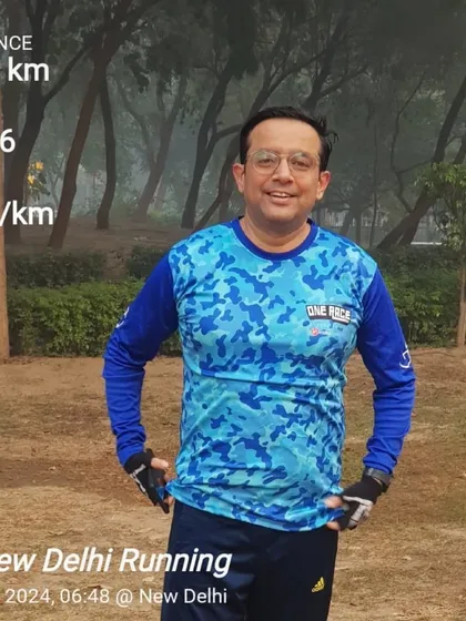 A member looking happy and accomplished after a 5km run. The feeling of finishing a run is what we all chase.