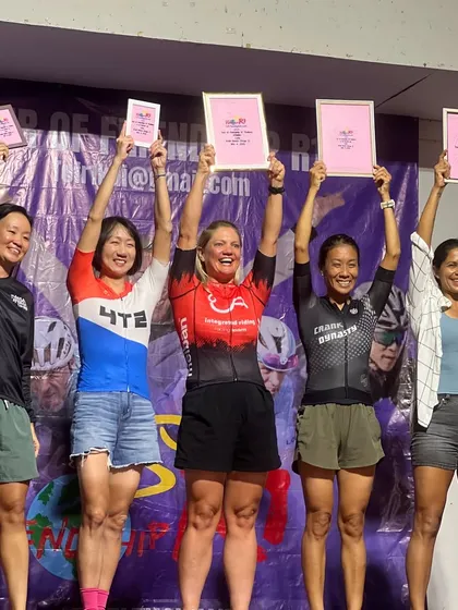 Racing is tough, but it’s also about the community you build. Here I am on the podium at the Tour of Friendship in Thailand. Competing alongside strong women from across Asia pushes me to be better and reminds me that we go farther together.